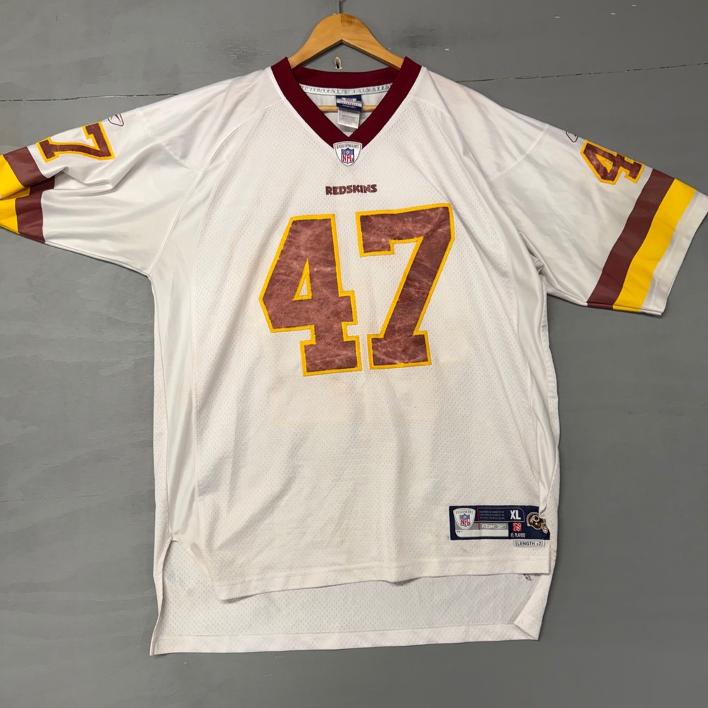Reebok NFL Washington Redskins Chris Cooley 47 Jersey White XL Length +2 Vintage - Picture 2 of 4
